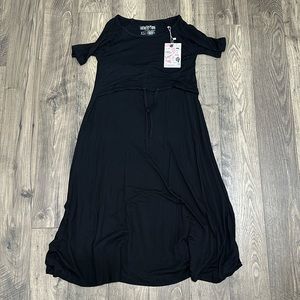 Latched Mama Drawstring Black Nursing Dress Sz XS NWT